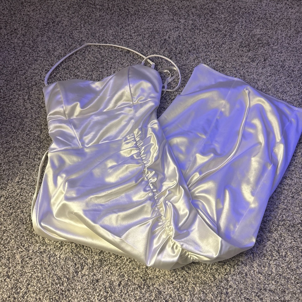 Elegant White Satin Dress